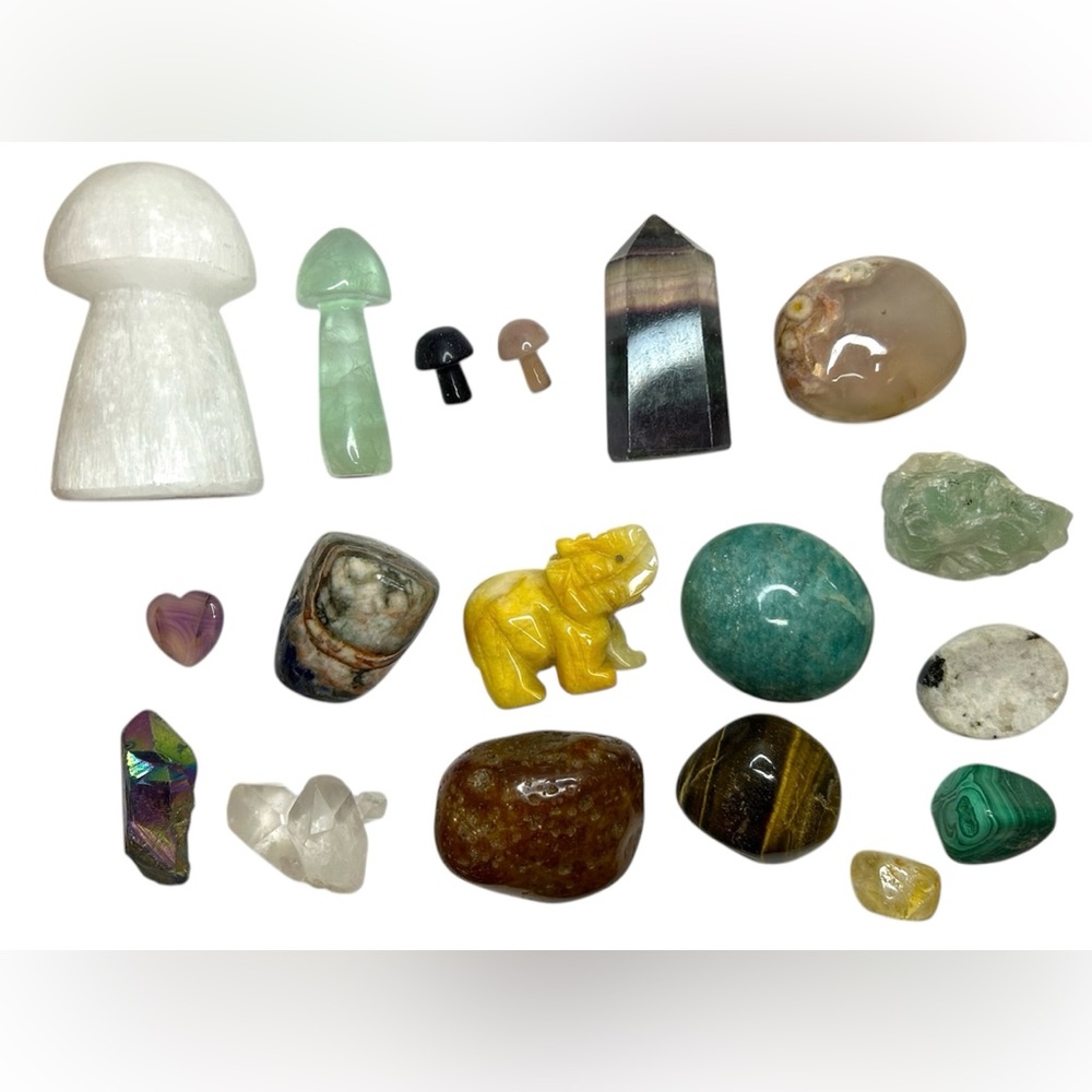 lot of Natural Mixed Crystal Stones Gems healing Tigers Eye Quartz Malachite et